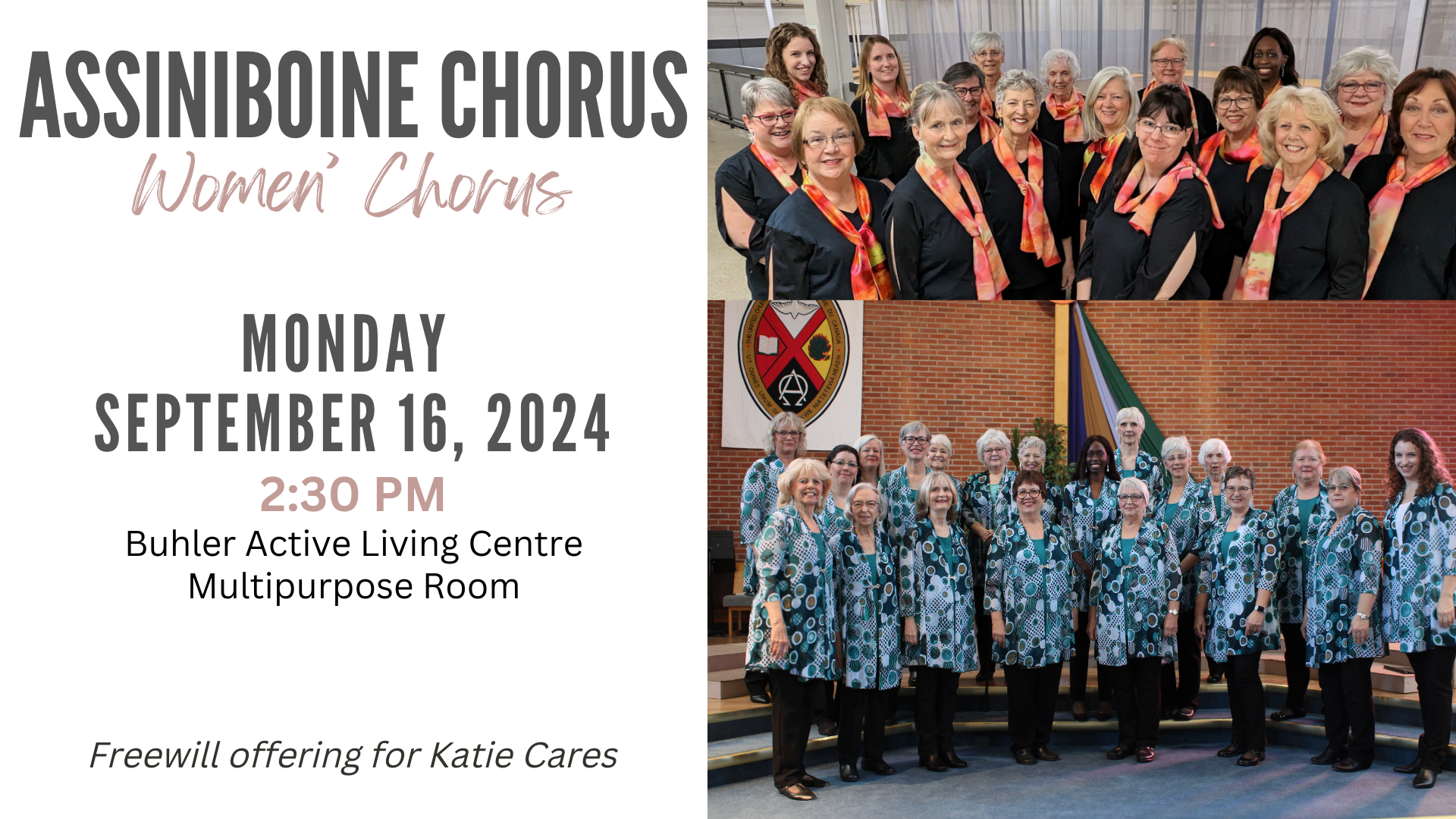 Assiniboine Chorus Mon Sept 16, 2:30pm